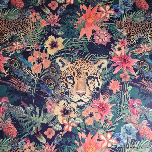 Leopard in the Jungle 355gsm velour velvet - Image 4