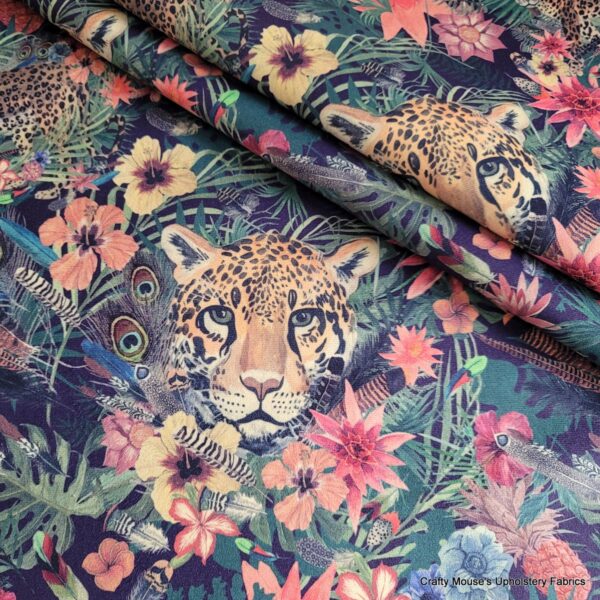 Leopard in the Jungle 355gsm velour velvet