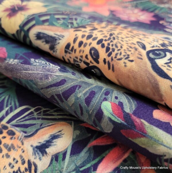 Leopard in the Jungle 355gsm velour velvet - Image 10