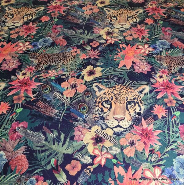 Leopard in the Jungle 355gsm velour velvet - Image 3