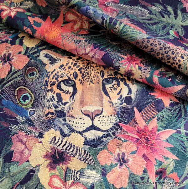 Leopard in the jungle upholstery velour velvet Sample