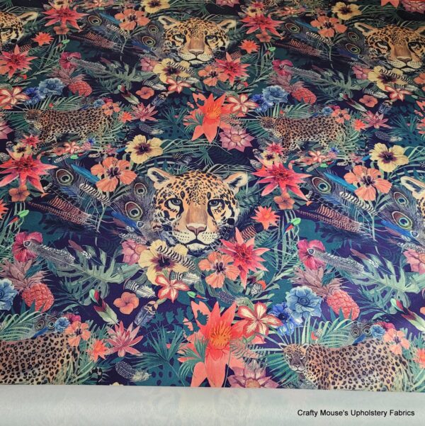 Leopard in the Jungle 355gsm velour velvet - Image 7