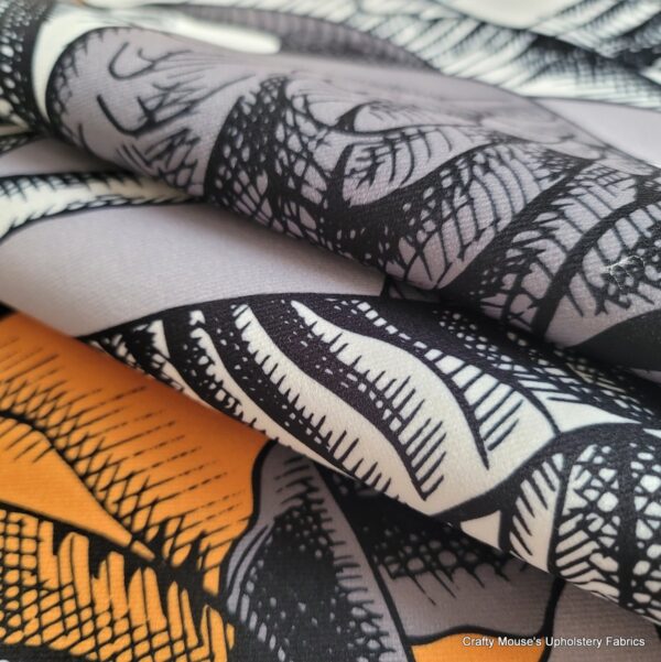 Toucans Grey 355gsm velour velvet - Image 4